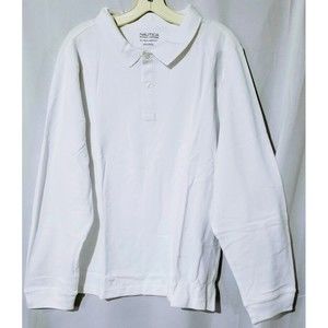 Boys Nautica Long Sleeve White Polo Shirt, School Uniform, S/P 34-35.